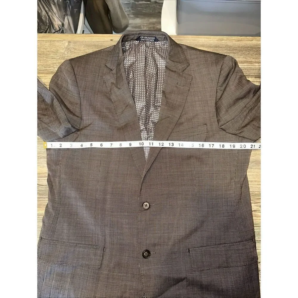 ZANETTI Men’s Gray Glen Plaid Wool Reg Fit Suit Sport Coat Blazer. Size 44R. T